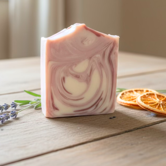 Coral Blossom Vegan Soap Bar – Orange Lavender Patchouli | French Pink Clay Soap