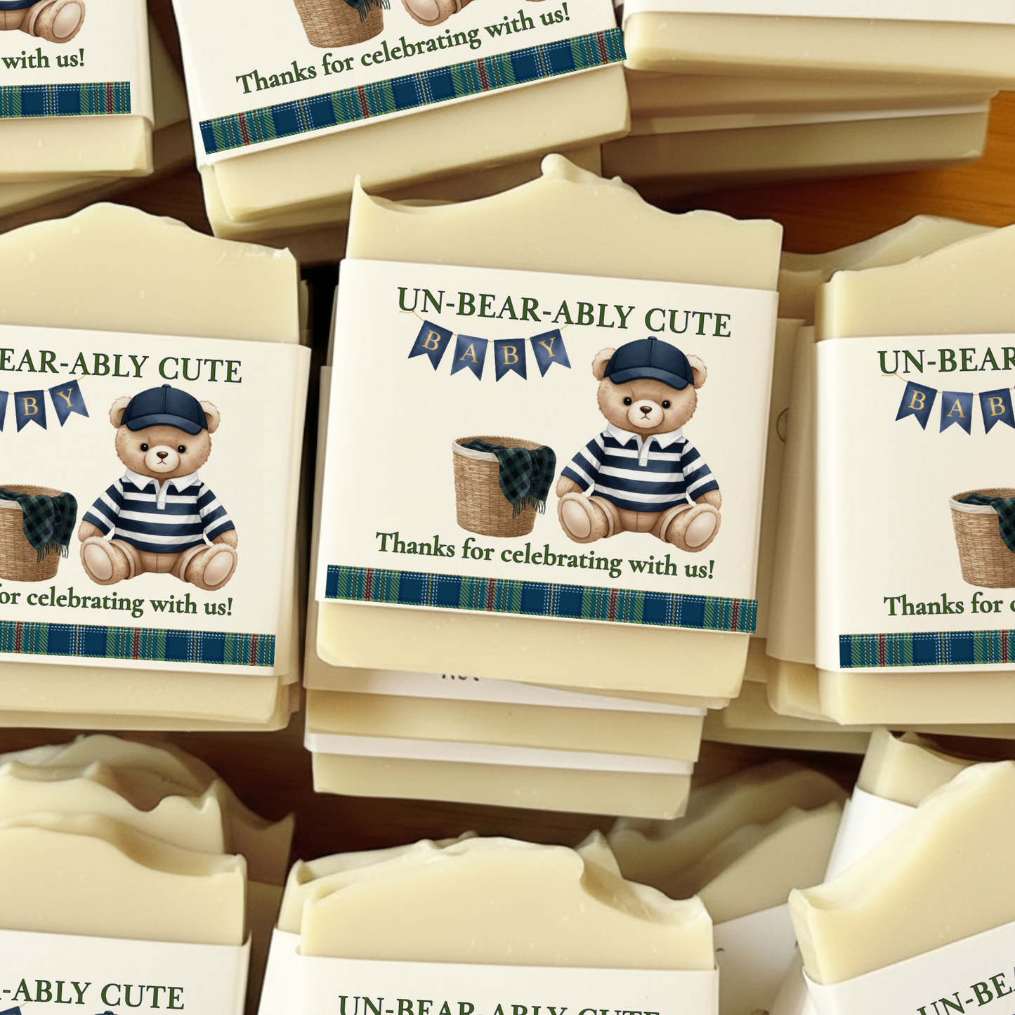 Preppy Teddy Bear Baby Shower Favors – Vegan Soap | Heritage Theme Keepsakes