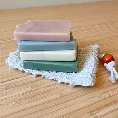 Spring Suds Gift Set | 4 Handmade Vegan Soap Bars + Exfoliating Sisal Bag