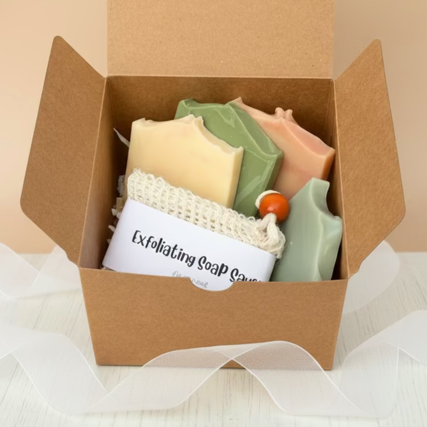 Spring Suds Gift Set | 4 Handmade Vegan Soap Bars + Exfoliating Sisal Bag