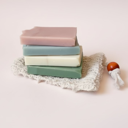 Spring Suds Gift Set | 4 Handmade Vegan Soap Bars + Exfoliating Sisal Bag