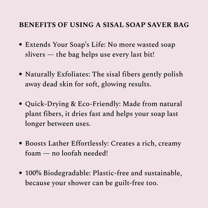Sisal Soap Saver Bag - Zero Waste Exfoliating Soap Pouch