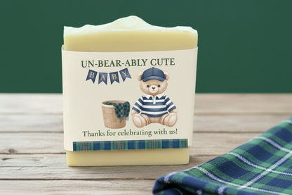 Preppy Teddy Bear Baby Shower Favors – Vegan Soap | Heritage Theme Keepsakes