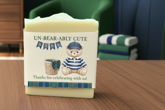 Preppy Teddy Bear Baby Shower Favors – Vegan Soap | Heritage Theme Keepsakes