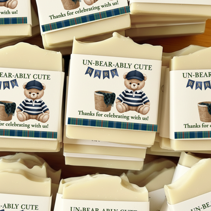 Preppy Teddy Bear Baby Shower Favors – Vegan Soap | Heritage Theme Keepsakes