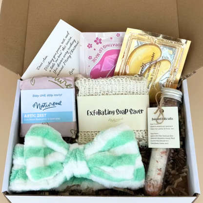Relaxation Gift Box: Handmade Soap, Bath Salts & Spa Set